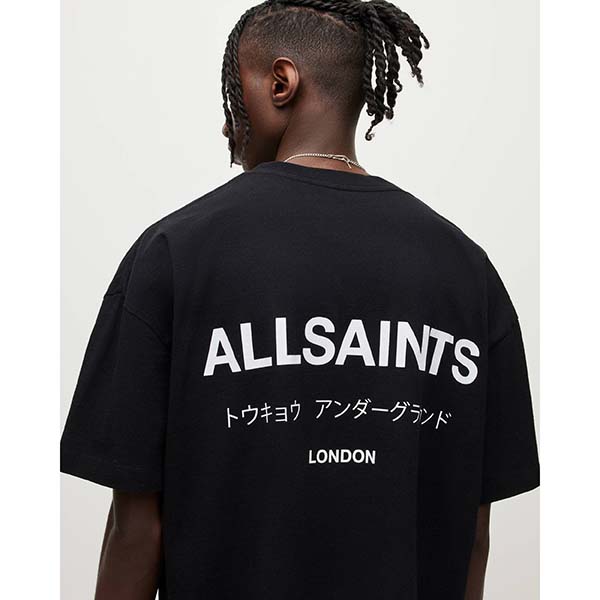 Allsaints Australia Mens Underground Oversized Crew T-Shirt Black AU40-871